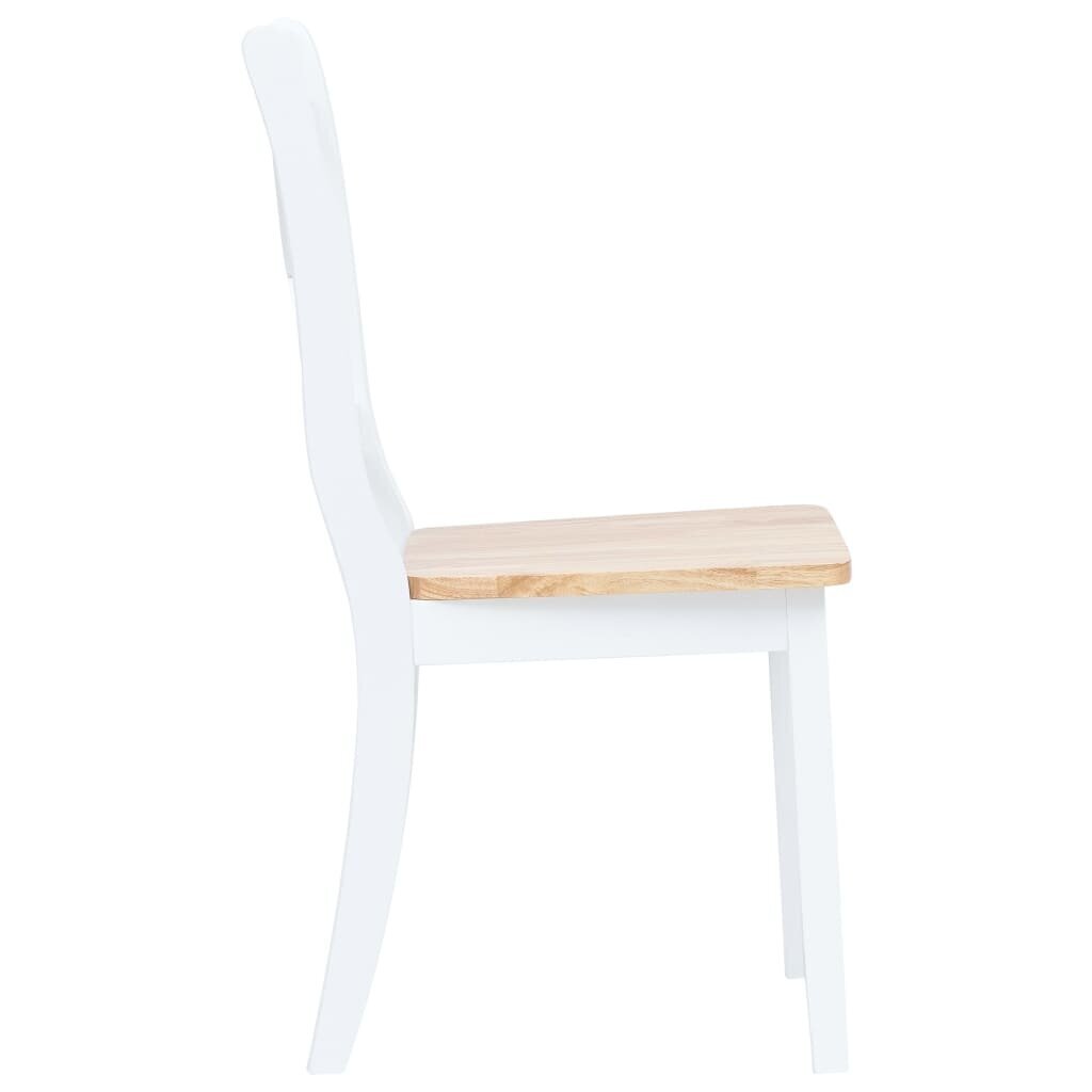 vidaXL virtuves krēsli, 6 gab., balti, gaiša koka, gumijas masīvkoks cena un informācija | Virtuves un ēdamistabas krēsli | 220.lv