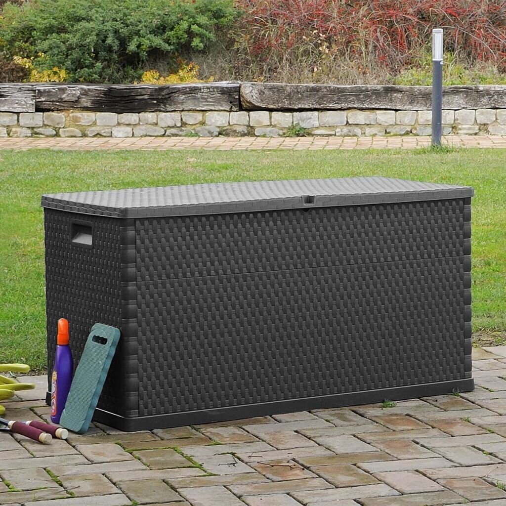 vidaXL dārza uzglabāšanas kaste, antracītpelēka, 120x56x63 cm cena un informācija | Komposta kastes un āra konteineri | 220.lv