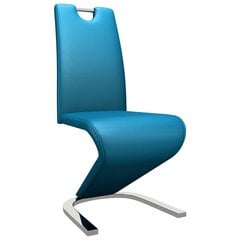 vidaXL virtuves krēsli, 2 gab., zigzaga forma, zila mākslīgā āda цена и информация | Стулья для кухни и столовой | 220.lv