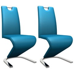 vidaXL virtuves krēsli, 2 gab., zigzaga forma, zila mākslīgā āda цена и информация | Стулья для кухни и столовой | 220.lv