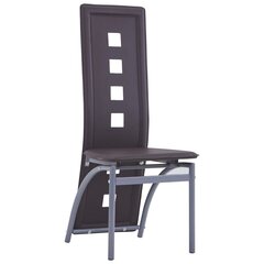 vidaXL virtuves krēsli, 6 gab., brūna mākslīgā āda cena un informācija | Virtuves un ēdamistabas krēsli | 220.lv