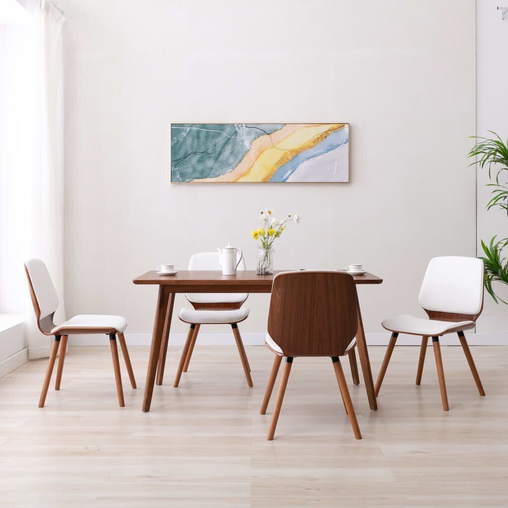 vidaXL virtuves krēsli, 4 gab., balta mākslīgā āda цена и информация | Virtuves un ēdamistabas krēsli | 220.lv