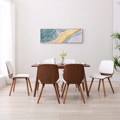 vidaXL virtuves krēsli, 6 gab., balta mākslīgā āda cena un informācija | Virtuves un ēdamistabas krēsli | 220.lv
