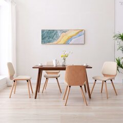 vidaXL virtuves krēsli, 4 gab., krēmkrāsas mākslīgā āda cena un informācija | Virtuves un ēdamistabas krēsli | 220.lv