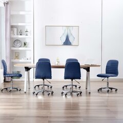 vidaXL virtuves krēsli, 6 gab., zils audums cena un informācija | Virtuves un ēdamistabas krēsli | 220.lv