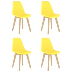 vidaXL virtuves krēsli, 4 gab., dzeltena plastmasa cena un informācija | Virtuves un ēdamistabas krēsli | 220.lv