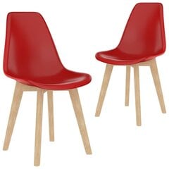 vidaXL virtuves krēsli, 2 gab., sarkana plastmasa cena un informācija | Virtuves un ēdamistabas krēsli | 220.lv