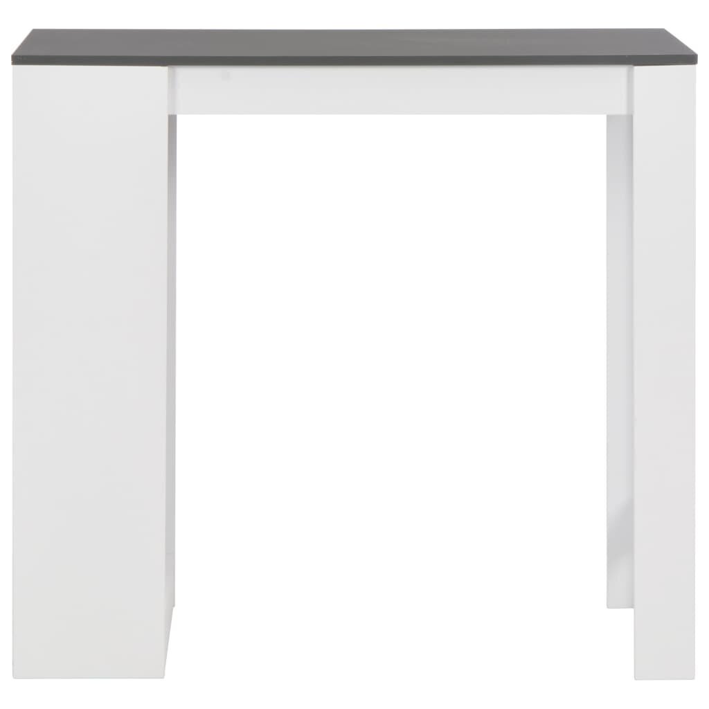 vidaXL bāra galds ar plauktu, balts, 110x50x103 cm цена и информация | Virtuves galdi, ēdamgaldi | 220.lv