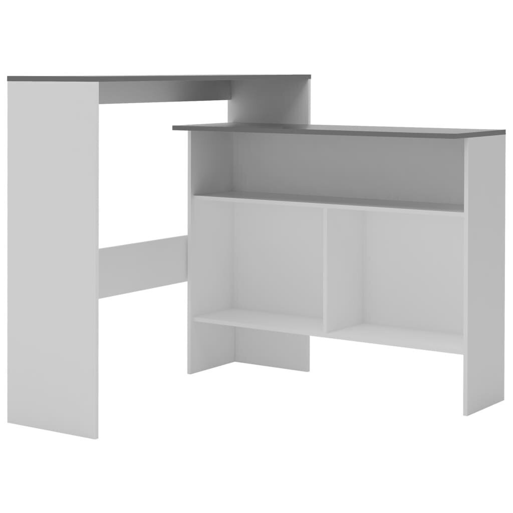 vidaXL bāra galds ar divām virsmām, 130x40x120 cm, balts un pelēks cena un informācija | Virtuves galdi, ēdamgaldi | 220.lv