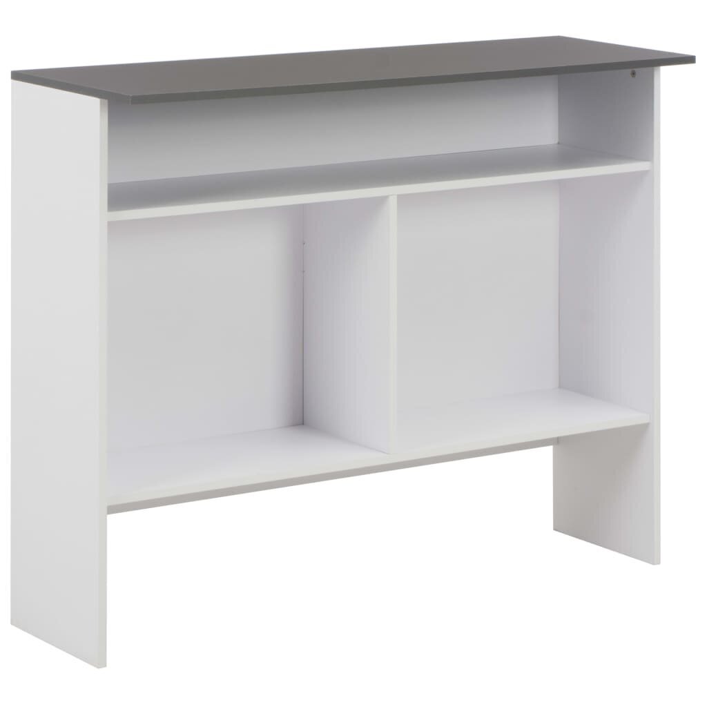 vidaXL bāra galds ar divām virsmām, 130x40x120 cm, balts un pelēks цена и информация | Virtuves galdi, ēdamgaldi | 220.lv
