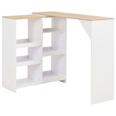 vidaXL bāra galds ar pārvietojamu plauktu, 138x40x120 cm, balts cena un informācija | Virtuves galdi, ēdamgaldi | 220.lv
