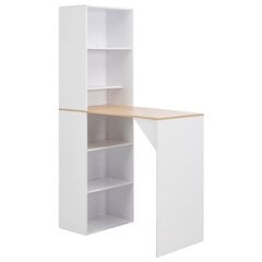 vidaXL bāra galds ar skapi, 115x59x200 cm, balts cena un informācija | Virtuves galdi, ēdamgaldi | 220.lv