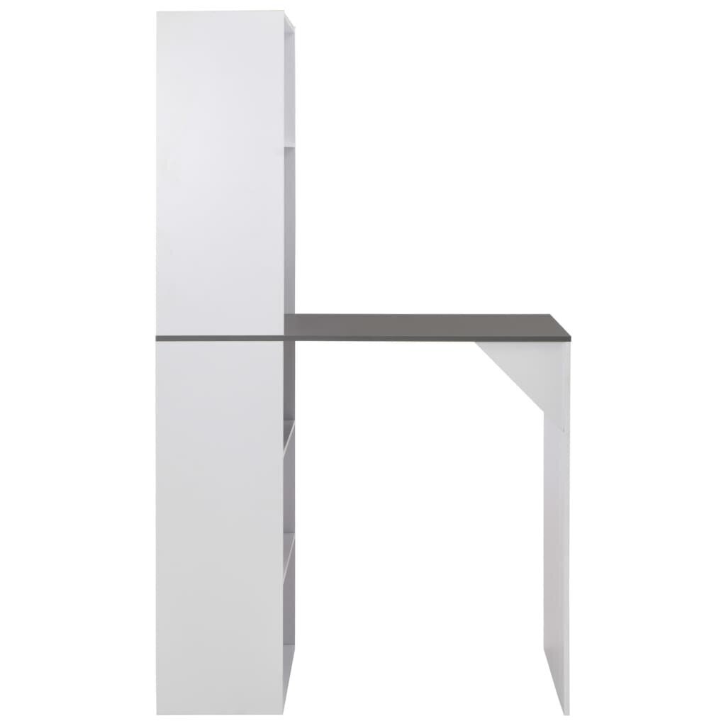 vidaXL bāra galds ar skapi, 115x59x200 cm, balts cena un informācija | Virtuves galdi, ēdamgaldi | 220.lv