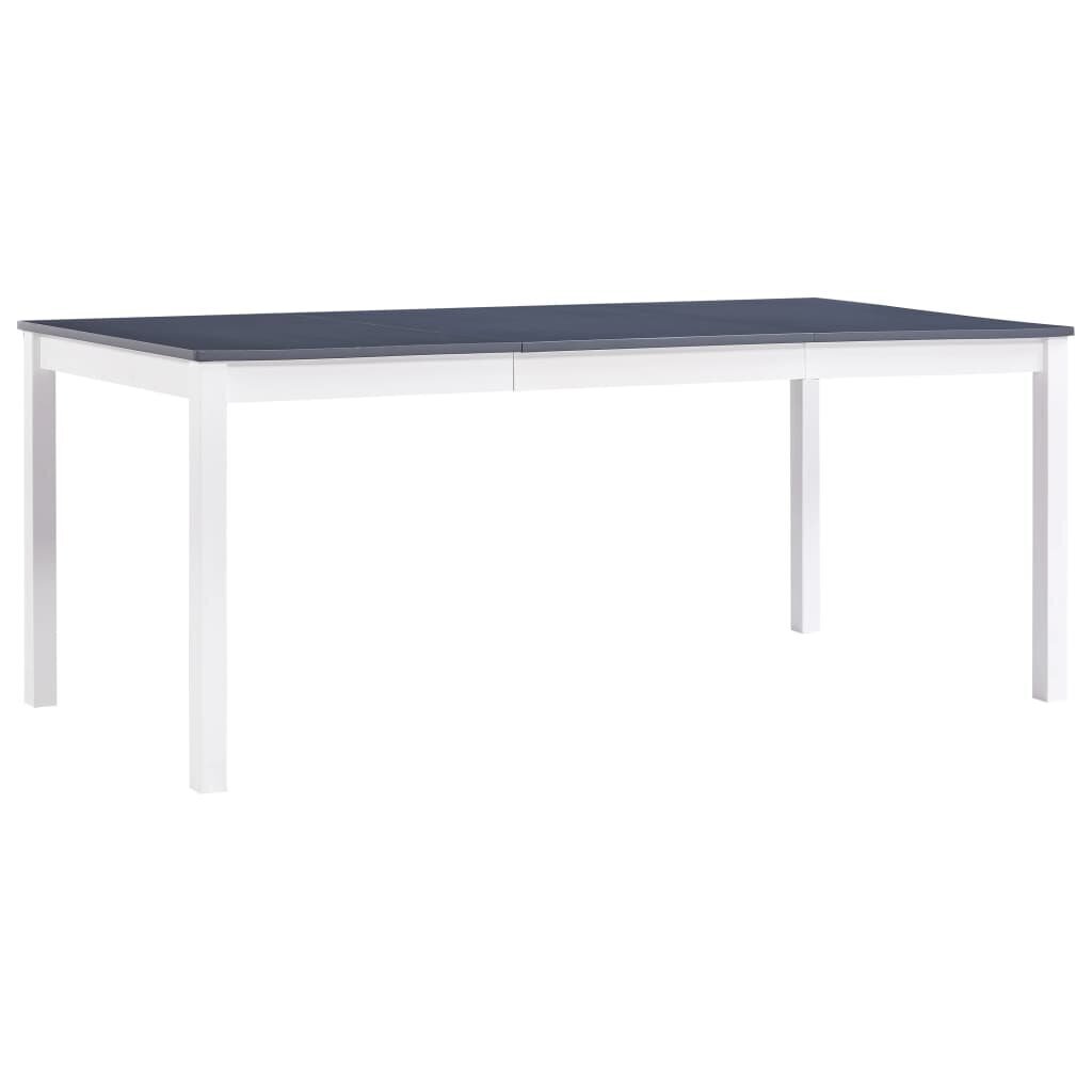 vidaXL virtuves galds, balts ar pelēku, 180x90x73 cm, priedes koks cena un informācija | Virtuves galdi, ēdamgaldi | 220.lv