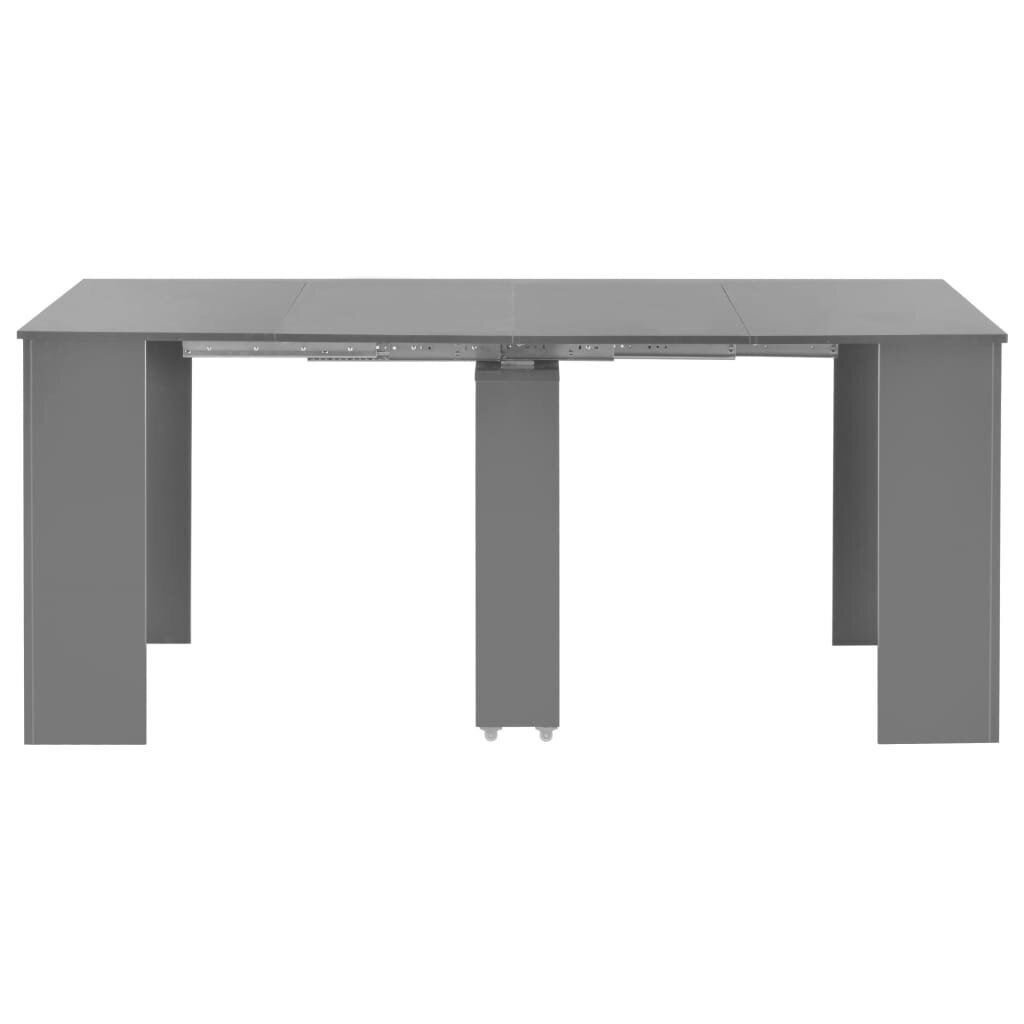 vidaXL izvelkams galds, 175x90x75 cm, spīdīgi pelēks cena un informācija | Virtuves galdi, ēdamgaldi | 220.lv