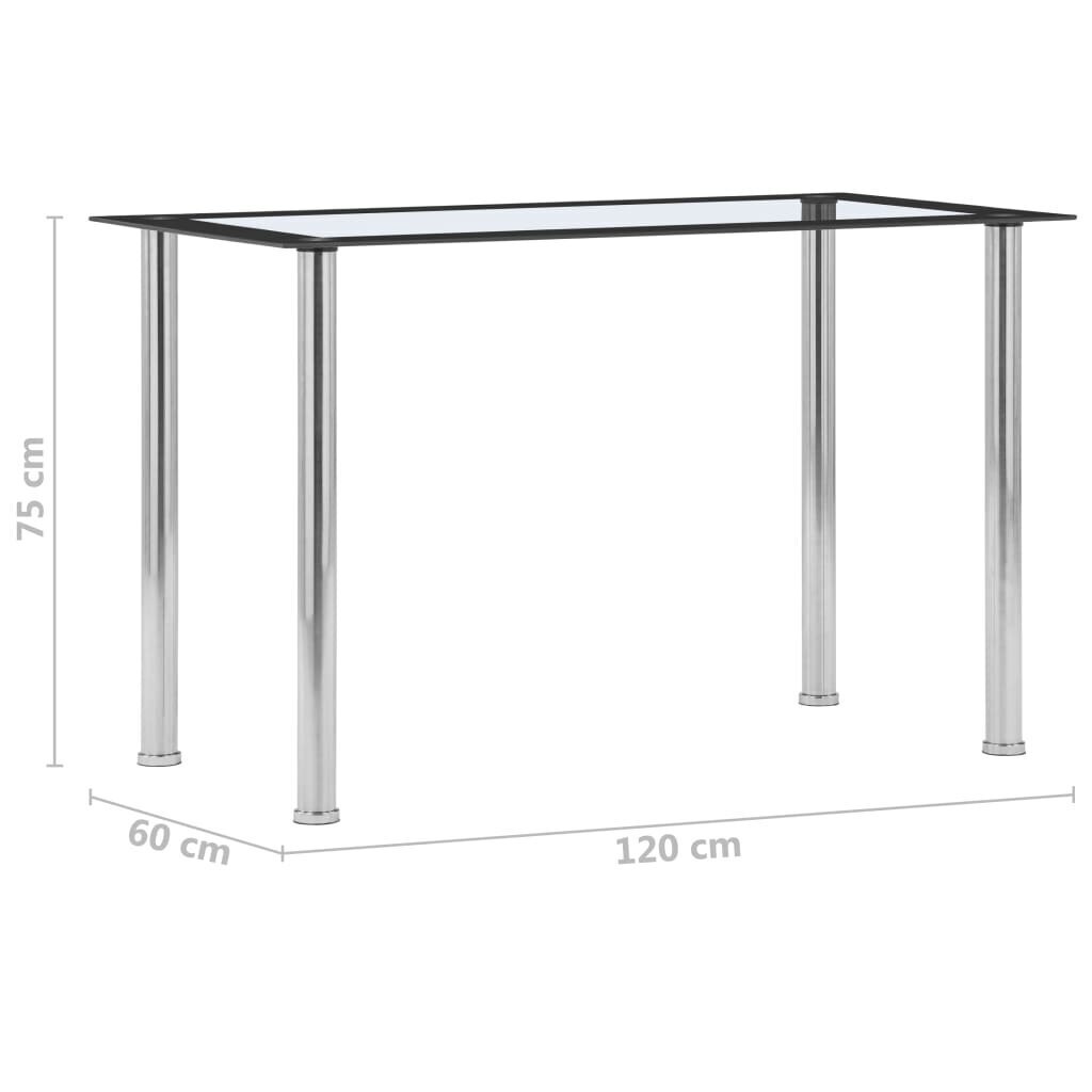 vidaXL virtuves galds, melns, caurspīdīgs, 120x60x75 cm, rūdīts stikls cena un informācija | Virtuves galdi, ēdamgaldi | 220.lv