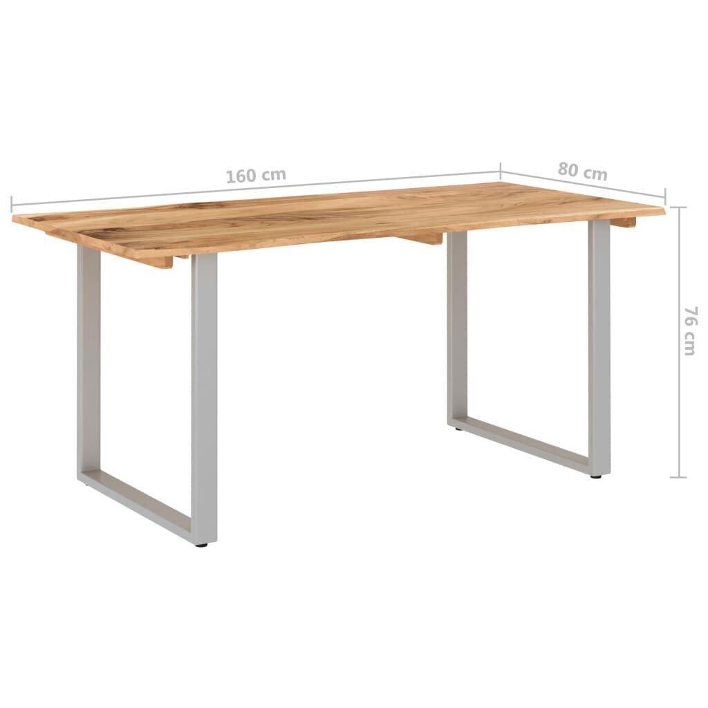 vidaXL virtuves galds, 160x80x76 cm, akācijas masīvkoks cena un informācija | Virtuves galdi, ēdamgaldi | 220.lv