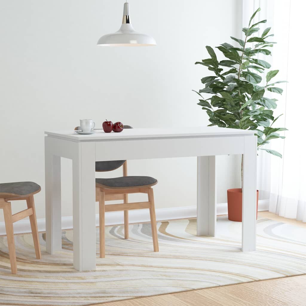 vidaXL virtuves galds, balts, 120x60x76 cm, skaidu plāksne цена и информация | Virtuves galdi, ēdamgaldi | 220.lv