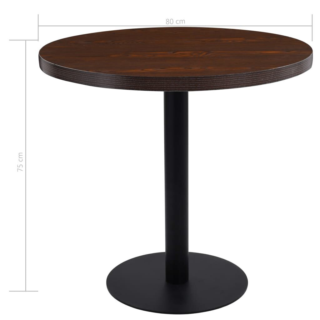 vidaXL bistro galds, tumši brūns, 80 cm, MDF cena un informācija | Virtuves galdi, ēdamgaldi | 220.lv
