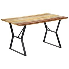 vidaXL virtuves galds, 140x80x76 cm, pārstrādāts masīvkoks цена и информация | Кухонные и обеденные столы | 220.lv