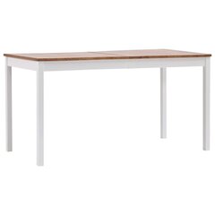 vidaXL virtuves galds, 140x70x73 cm, balts un brūns, priedes koks cena un informācija | Virtuves galdi, ēdamgaldi | 220.lv