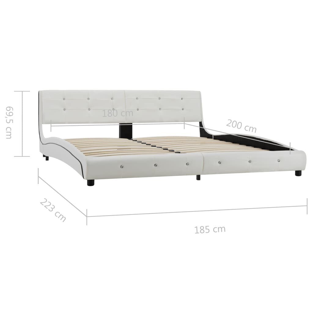 vidaXL gultas rāmis, 180x200 cm, balta mākslīgā āda cena un informācija | Gultas | 220.lv