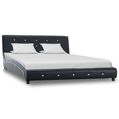 vidaXL gultas rāmis, 140x200 cm, melna mākslīgā āda цена и информация | Кровати | 220.lv