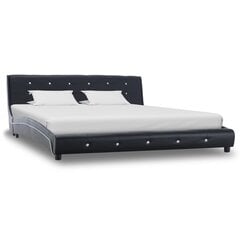 vidaXL gultas rāmis, 160x200 cm, melna mākslīgā āda цена и информация | Кровати | 220.lv