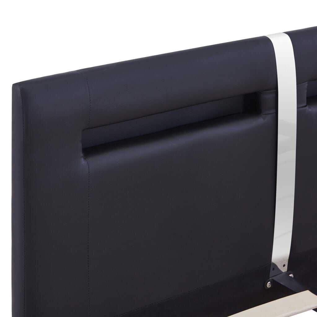 vidaXL gultas rāmis ar LED, melna mākslīgā āda, 140x200 cm cena un informācija | Gultas | 220.lv