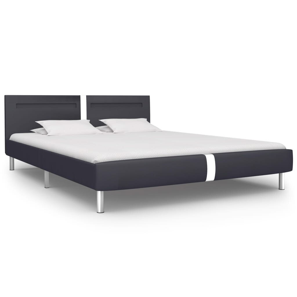 vidaXL gultas rāmis ar LED, melna mākslīgā āda, 160x200 cm cena un informācija | Gultas | 220.lv