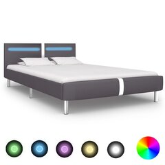 vidaXL gultas rāmis ar LED, pelēka mākslīgā āda, 140x200 cm цена и информация | Кровати | 220.lv