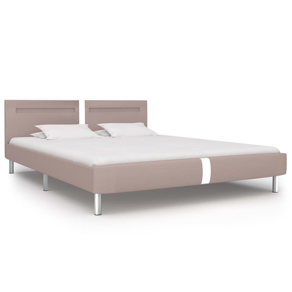 vidaXL gultas rāmis ar LED, kapučīno krāsas mākslīgā āda, 180x200 cm цена и информация | Gultas | 220.lv