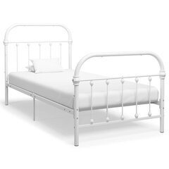 vidaXL gultas rāmis, balts metāls, 100x200 cm cena un informācija | Gultas | 220.lv