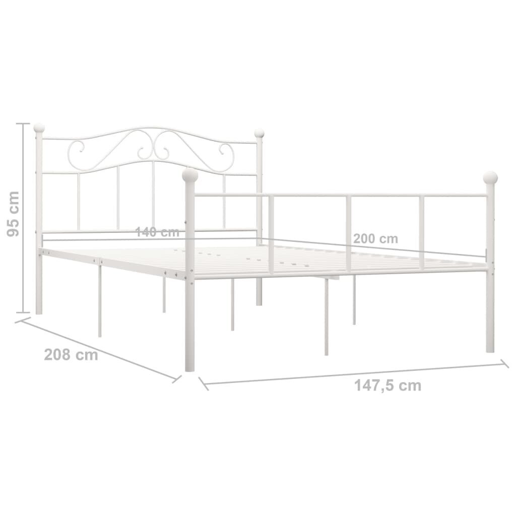 vidaXL gultas rāmis, balts metāls, 140x200 cm cena un informācija | Gultas | 220.lv