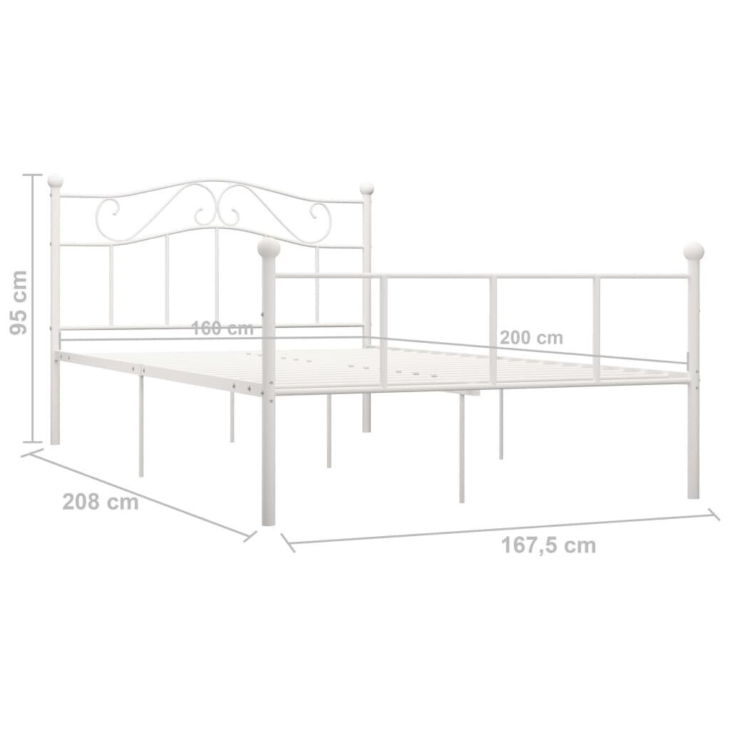 vidaXL gultas rāmis, balts metāls, 160x200 cm cena un informācija | Gultas | 220.lv