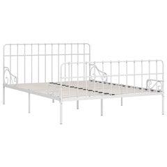 vidaXL gultas rāmis ar redeļu pamatni, balts metāls, 200x200 cm цена и информация | Кровати | 220.lv
