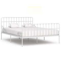 vidaXL gultas rāmis ar redeļu pamatni, balts metāls, 200x200 cm cena un informācija | Gultas | 220.lv