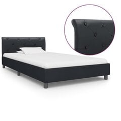 vidaXL gultas rāmis, melna mākslīgā āda, 100x200 cm cena un informācija | Gultas | 220.lv
