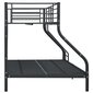 vidaXL divstāvu gultas rāmis, melns, 140x200/90x200 cm, metāls цена и информация | Gultas | 220.lv