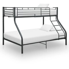 vidaXL divstāvu gultas rāmis, melns, 140x200/90x200 cm, metāls цена и информация | Кровати | 220.lv