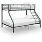 vidaXL divstāvu gultas rāmis, melns, 140x200/90x200 cm, metāls cena un informācija | Gultas | 220.lv