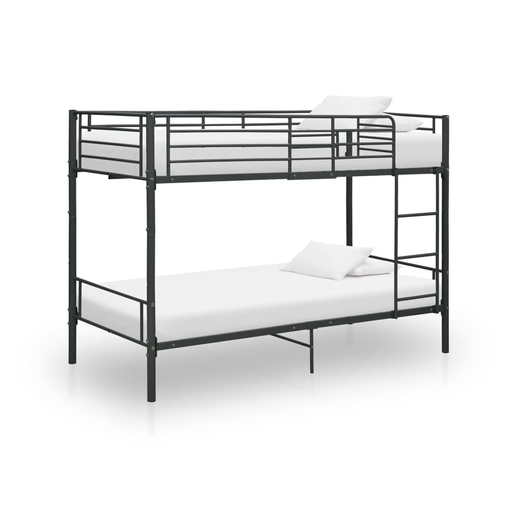 VidaXL divstāvu gulta, melns metāls, 90x200 cm cena | 220.lv