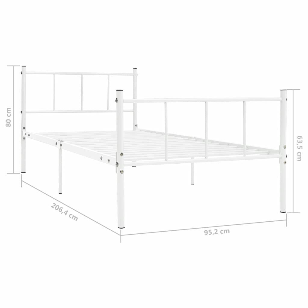 vidaXL gultas rāmis, balts metāls, 90x200 cm cena un informācija | Gultas | 220.lv