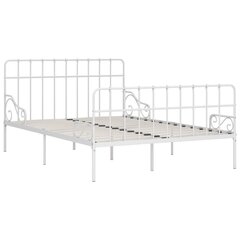 vidaXL gultas rāmis ar redeļu pamatni, balts metāls, 140x200 cm цена и информация | Кровати | 220.lv