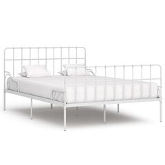 vidaXL gultas rāmis ar redeļu pamatni, balts metāls, 140x200 cm цена и информация | Кровати | 220.lv