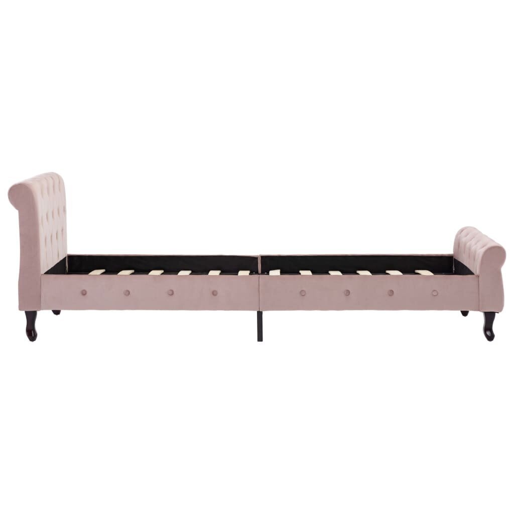 vidaXL gultas rāmis, rozā samts, 90x200 cm cena un informācija | Gultas | 220.lv