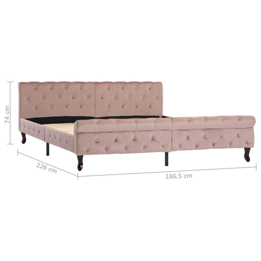 vidaXL gultas rāmis, rozā samts, 180x200 cm cena un informācija | Gultas | 220.lv