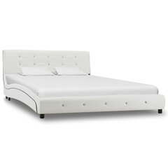 vidaXL gultas rāmis, 140x200 cm, balta mākslīgā āda цена и информация | Кровати | 220.lv