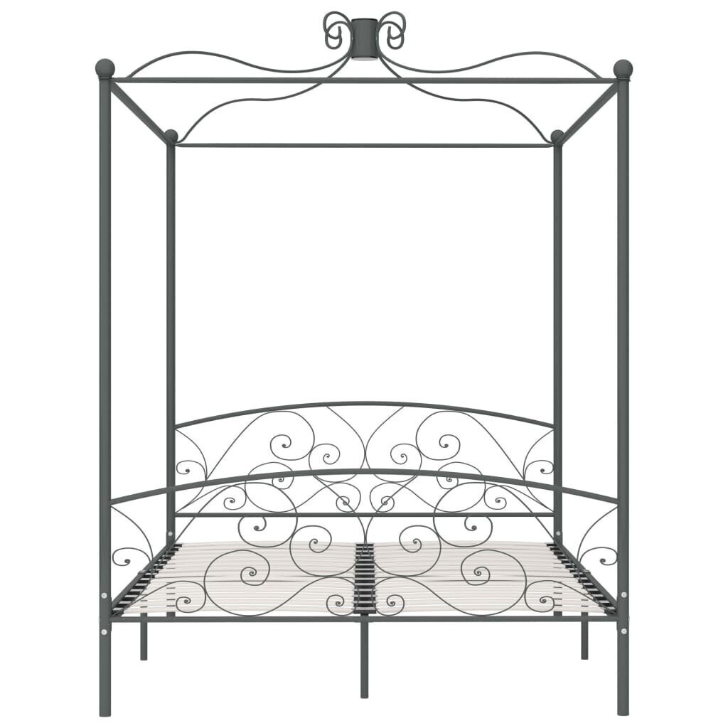 vidaXL gultas rāmis ar nojumi, pelēks, metāls, 180x200 cm cena un informācija | Gultas | 220.lv