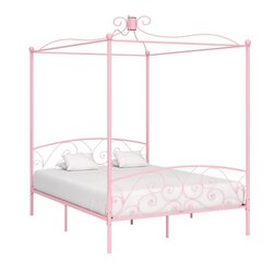 vidaXL gultas rāmis ar nojumi, rozā, metāls, 180x200 cm цена и информация | Кровати | 220.lv